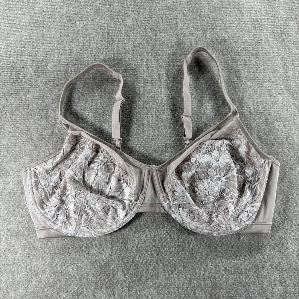 Bali 3386 Underwire‎ Bra 42DD Beige Lace Full Coverage Unlined Adjustable Straps